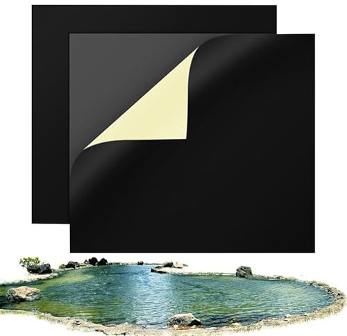 Pond Liners Repair Kit, 2 Pieces 20 x 20 cm Self-Adhesive Silicone Rubber Plates, Garden Pond Patch Set, Flexible Waterproof Sealing Film, Self-Adhesive Seam Set for Outdoor Use, Pond Liner Adhesive