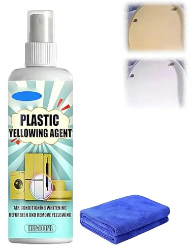 Heavy Duty Yellow Stain Remover, 100ml Plastic Yellowing Remover (1PC) | Fast Acting With a Cleaning Cloth, All-Purpose Plastic Surface Cleaner for Air Conditioner Toilet Seat