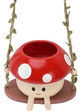 BAOFUYA Maceta Colgante Tipo Seta, Maceta de Cerámica con Forma de Cara para Plantas de Interior y Exterior con Drenaje, Adecuada para Suculentas, Rosario y Plantas Pequeñas con f