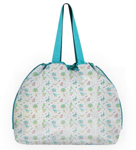 Sandspielzeug Tasche XXL, Netztasche für Strandspielzeug mit Dinosaurier Motiv, Mesh Strandtasche mit Kordelzug und Innentasche, Aufbewahrungstasche für Sandspielzeug,Faltbare Strandtasche für Familie