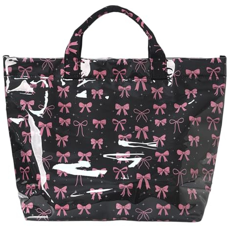 CHANGYUE Wasserdichte, transparente Zipptasche Damen, einfarbig, Briefdruck, Umhängetasche, großes Fassungsvermögen, kontrast PVC-Tragetasche, ideal for Alltag & Einkauf (Grün/Rosarot, Stil 6)