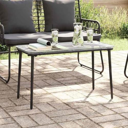 sephironlbb Gartentisch Schwarz Poly-Rattan 80 x 40 x 45 cm mit Stahlrahmen wetterfest für Terrasse Balkon Garten Outdoor Beistell- und ESS-Tisch ideal für Lounge und Camping
