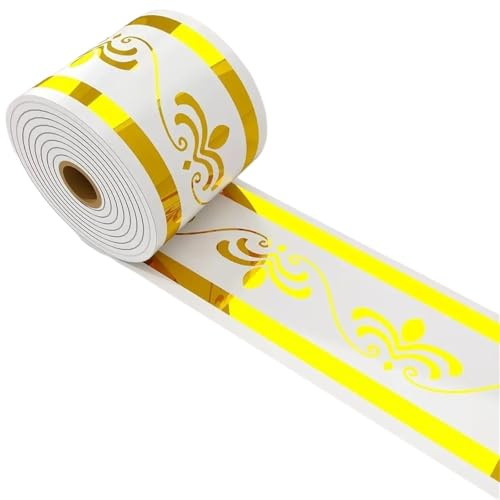 GSCLZ Striscia decorativa impermeabile for battiscopa in piastrelle di ceramica imitazione autoadesiva da 500 cm * 10(Golden flower)