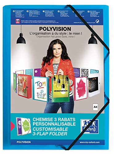 Oxford Kunststoff-Eckspannmappe polyvision, A4, 3 Klappen, 12er Pack