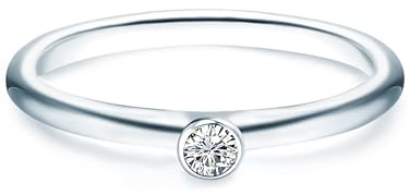 Trilani Damen Solitäring 925/- Sterling Silber mit Zirkonia im Brilliantschliff Verlobungsring Antragsring Silberring Vorsteckring