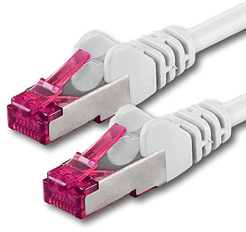 3m - blanco - 1 pieza - CAT6a CAT 6a Ethernet LAN cable de red - SET 10 GB/s cable patch CAT6 S-FTP Doble blindado PIMF 500MHz libre de halógenos compatible con CAT5 CAT6a CAT7 CAT8