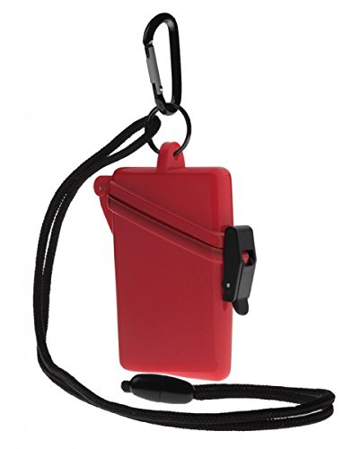 WITZ STRANDSAFE - Wasserdichter Badesafe rot [1 Stück] Strandbox Schwimmsafe mit Karabinerhaken und Nylonschnur