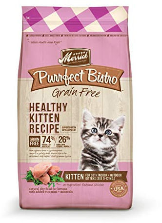 Merrick Purrfect Bistro Premium Grain Free Natural Dry Cat Food For Young Cats, Healthy Kitten Food Recipe - 7 lb. Bag