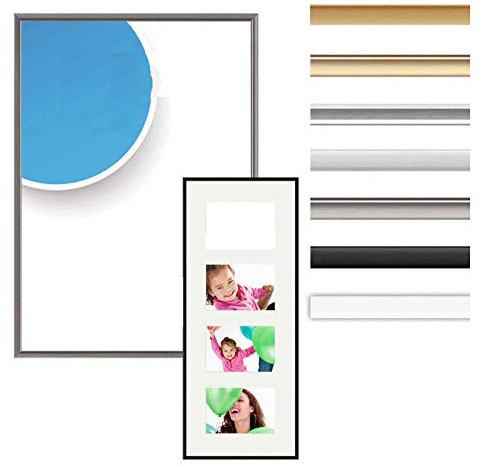 Alurahmen Accent, Wechselrahmen Alu,Bilderrahmen Alu, Farbe Schwarz, 13x18 cm