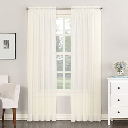 No. 918 Sheer Voile Rod Pocket Curtain Panel, Polyester, Eggshell, 59 W x 108 L (Pack of 1)