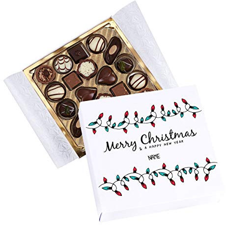Herz & Heim® Lindt Mini-Pralinés - Merry Christmas and a happy New Year - mit Ihrem Wunschnamen