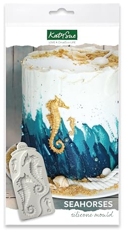 Katy Sue Seahorses Silicone Mould for Cake Decorating & Crafting for use with Fondant, Sugar Paste, Gum Paste, Air Dry Clay. Makes 2 Sizes of Seahorse. Large 82 x 38, Small 30 x 13 Millimetres