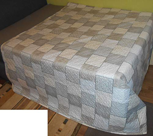 MB Warenhandel24 Tagesdecke XXL Allzweckdecke ca. 220x240 Patchwork Landhaus Sofa Bettüberwurf (Champagner mit floraler Steppung)