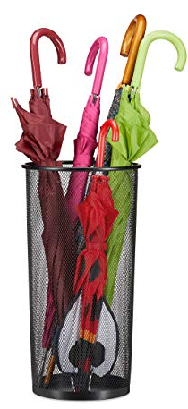 Relaxdays, Porte-parapluie, Porte-canne universel en métal, Ø 26 cm, 50 cm de haut, noir