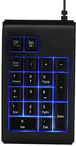 ASHATA Nummernblock Numeric Keypad, Tragbarer Mechanischer USB Ziffernblock, Ergonomischer 19-Tasten Externer Tastatur-Pad für Laptop, Desktop, PC, Schwarz