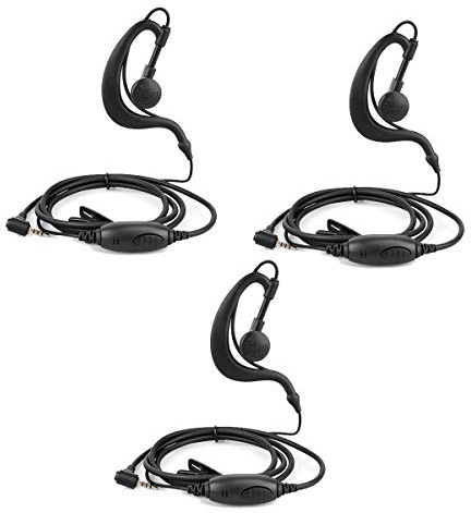 Retevis 2 Way Radio Earpiece with Mic,Compatible with RT20 Walkie Talkies | 1 Pin 2.5mm,C Shape Earhook ,Lightweight Walkie Talkie Earpiece with PTT and Clip(3 Pack)