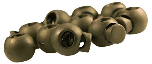 10 Einloch-Kordelstopper Kordelenden Kordelklemme rund 15x19mm, Farbwahl, Farbe:khaki