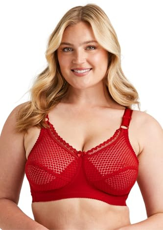 Miss Mary of Sweden Cotton Dots Womens Non-Wired Supportive Bra with Pattern 46B Red