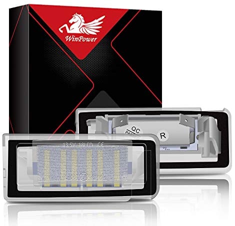 WinPower License plate light Rear Number plate lights SMD LED Error free Compatible with Audi TT MK1 8N Roadster 8N9 Coupe 8N3 1999-2006 etc., 2 Pieces