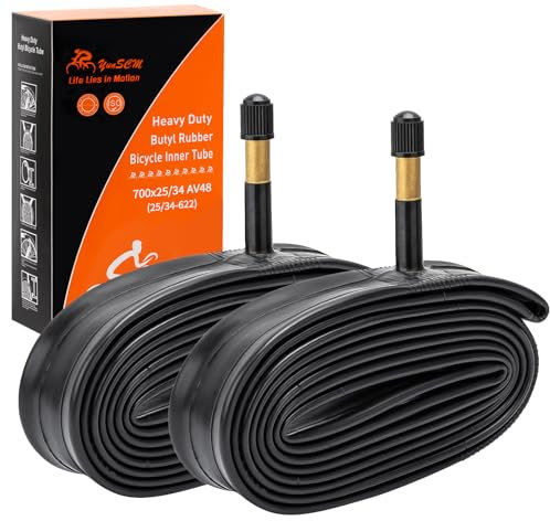 YunSCM 2er-Pack 700Cx25C/32C Schlauch 28x1.00 700x25c，28x1.10 700x28c，28x1.20 700x30c，28x1.25 700x32c，AV48mm Valve Kompatibel 700c Fahrrad/E-Bike/E-Fahrrad Schlauch 700x25c 700x28c 700x30c 700x32c