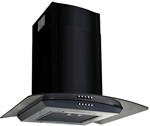 Tidyard Dunstabzugshaube 756 m³/h 90 cm Edelstahl & Glas LED Aluminium-Fettfilter Kaminhauben Wandmontage Abluft Umluft Wandabzugshaube Abzugshaube Schwarz