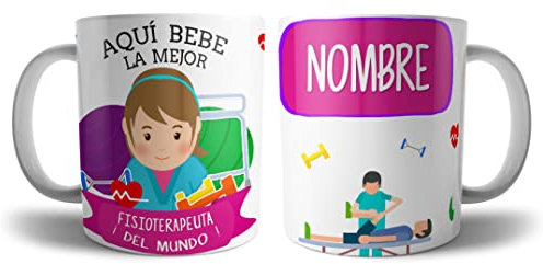 Kartoon Kase Taza Fisioterapeuta Mujer Original Personalizada con Nombre | Mejor del Mundo Taza Profesiones de Cafe Desayuno para Regalar (Fisioterapeuta Mujer)
