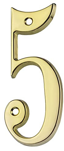 Numero civico/strada da avvitare, oro, aspetto 3D, n° 5