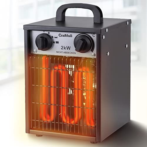 Craftfull elektrischer Heizlüfter Bauheizer HL200 | 𝟯 𝐉𝐀𝐇𝐑𝐄 𝐆𝐀𝐑𝐀𝐍𝐓𝐈𝐄 - 2000 Watt - Elektroheizer - Heizgerät elektrisch - Elektroheizung - Elektroheizkörper - Bis 30 m² (2000 Watt)