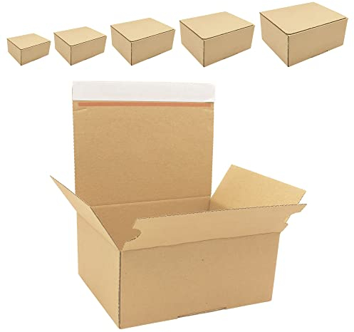 Automatik Karton - Versandkartons mit selbstklebendem Deckel - Kartonagen | (20, 213 x 153 x 109 mm)