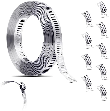3.5m Schlauchschellen Edelstahl Schlauchklemme Set Einstellbare Rohrschellen mit Schraube Klemme 9St Verbindungselementes für DIY Automobil Wasser Tubing Rohr Haus Gas Geeignet Waschmaschine
