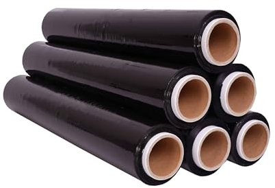 Inoverse Lot de 6 rouleaux de film étirable noir pour meubles et déménagements - 50 cm / 1,5 kg