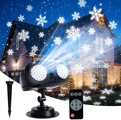 MATEPROX Schneefall Projektor Lichter, Wasserdichte Weihnachts LED Schneeflocken Projektor Lichter für Innen- und Außendekoration