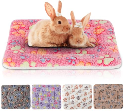 Sbayool Meerschweinchen-Bettmatte, warme Flaum, Meerschweinchen-Decken, Kleintier-Bettmatte für Kätzchen, Kaninchen, Chinchilla, Frettchen, Hamster, 51 x 34 cm, Fußabdruck, 5 Stück