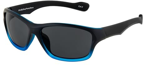 Ultra Kids Wraparound Sports Sunglasses UV400 Protection - Childrens Flexible Frame for Boys & Girls Ages Upot 10 Years - Black and Blue