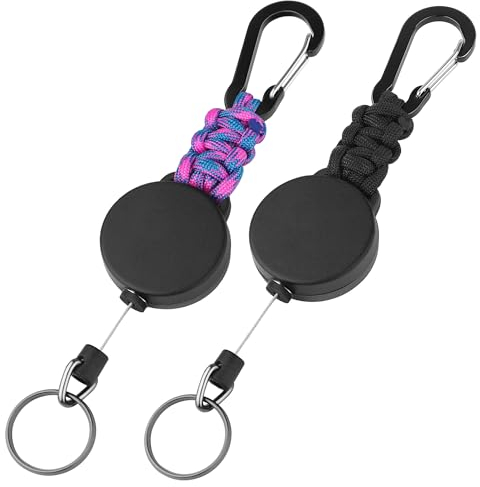 EOTW Schlüsselanhänger Ausziehbar,2 Stücke Schlüsselband Einziehbarer Ausweis mit 60cm Ausziehbar Stahlseil,Karabinerhaken Schlüsselring für Schlüssel, Gürtelclip und Kartenhalter