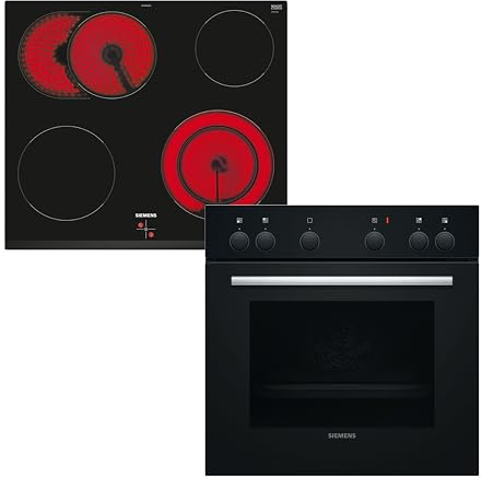 Siemens EQ110KA2B - Juego de cocina empotrable (60 x 60 cm, aire caliente 3D y placa eléctrica EA631GNA1E, zona de asar, calor residual, sin marco