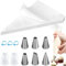 soodyoow 100 Poches à Douille Patisserie, Poches à Douille Jetables, 6 Douilles en INOX, 2 Adaptateurs, 3 Élastiques Supérieurs pour Poche à Douille, Fournitures de Décoration de Gâteaux de Biscuits