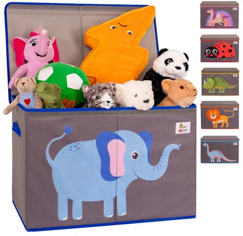OLIVE&OSCAR 80L Large Toy Box | Toy Storage | Baby Toy Box Storage with Lid & Handles | Suitable for All Children, Boys, Girls, Toddlers | Elephant | L60cmW33cmH40cm