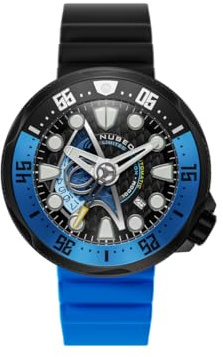 Nubeo Men's 50mm Ventana Automatic Starfleet Limited Edition Science Blue Watch with Silicone Strap NB-6104-02