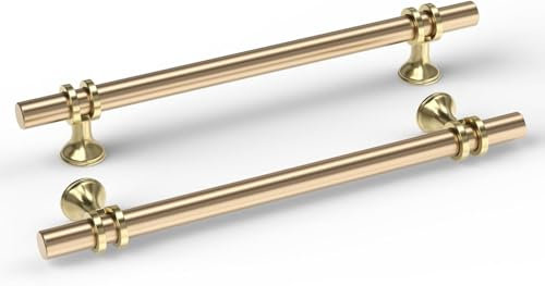 goldenwarm 15 Pack Gold Kitchen Handles Gold Drawer Handles, 160mm Hole Centers, Aluminum Alloy T bar Drawer Pulls