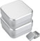 Satiskid 2Pcs Soap Box Square Aluminum, Travel Soap Box with Removable Drainer and Lid/silver soap bar tin/2 Layers Soap Dish Portable Home Outdoor Supplies