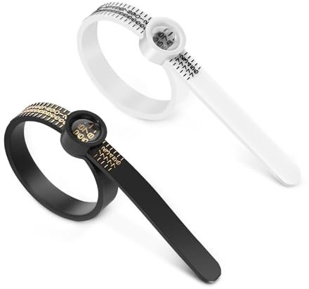 maxtachi 2 Stücke Ringgrössenmesser,EU Mit Vergrößerungsglas Kunststoff Ring Sizer,Klare und Präzise Größe,Für Hause,Juweliergeschäft-Schwarz,Weiß