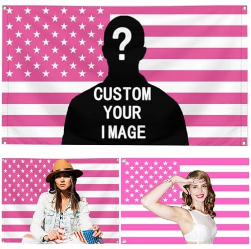 Bandiera americana personalizzata 60 x 90 cm, design personalizzato per dormitori, camere da letto, club, concerti, bar, decorazione divertente per poster (bandiera rosa)