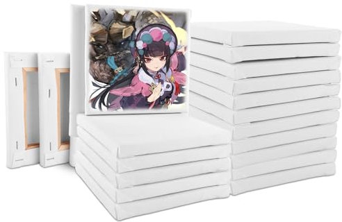 GBACHOOSE Lot de 20 Toiles à Peindre de 15 x 15 cm, Toile Peinture 100% coton, petites toiles à peindre pour peinture à l'huile, gouache, acrylique