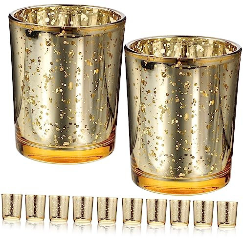 ORFOFE 12 Pezzi Portacandele in Vetro Nuziale Candeliere Portacandele Per Centrotavola Portacandele Conici Candelabro Barattoli Di Candele Trasparenti Portacandele Sfusi Bicchiere