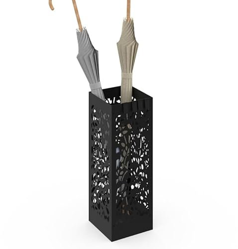 IDMarket - Porte parapluie FLOWER carré en acier noir hauteur 45 cm