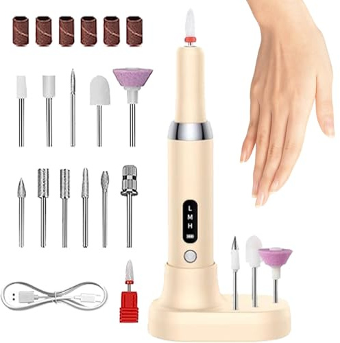 Dreuhuing Limadora de uñas eléctrica - Kit de taladro de uñas portátil de 3 modos | Máquina eléctrica de de uñas con 12 brocas para el hogar salón de uñas