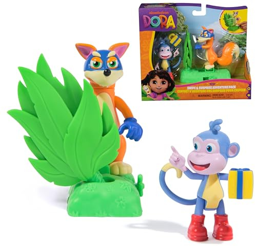DORA Abenteuer Pack AFFE Boots und Fuchs Swiper - Mini-Spielset mit 2 Figuren (ca. 9 cm) und einem Accessoire mit Funktion, für fantasievolles Spielen, für Kinder ab 3 Jahren