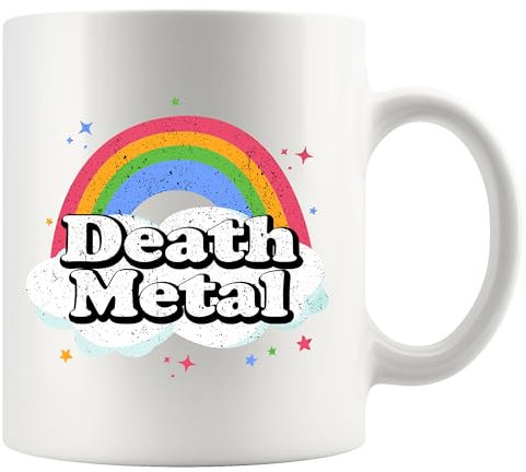 Death Metal Music Lover Gifts Heavy Metal Metalhead Vintage Novelty Drinkware 11oz Ceramic Mug, White