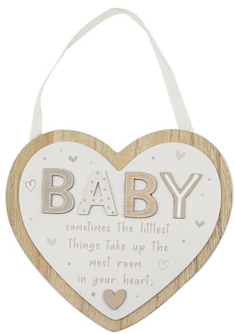 Lesser & Pavey Love & Affection Baby Hanging Wooden Heart Plaque Cream For Home Decor & Gift | Wooden and Acrylic Plaques For Home and Office | Ideal Signs & Plaque Birthday Gifts For Women & Men